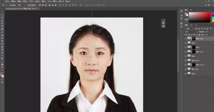 Photoshop证件照抠图教程：学习给一张商务型女士证件照抠图换背景颜色。