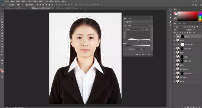 Photoshop证件照抠图教程：学习给一张商务型女士证件照抠图换背景颜色。