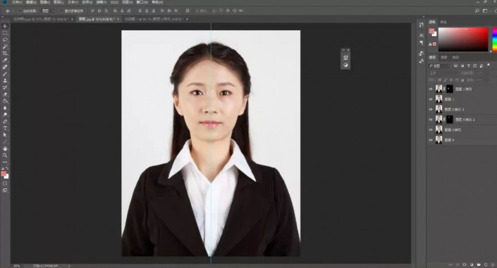 Photoshop证件照抠图教程：学习给一张商务型女士证件照抠图换背景颜色。