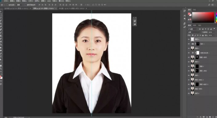 Photoshop证件照抠图教程：学习给一张商务型女士证件照抠图换背景颜色。