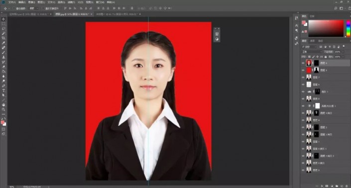 Photoshop证件照抠图教程：学习给一张商务型女士证件照抠图换背景颜色。