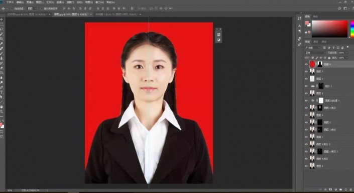 Photoshop证件照抠图教程：学习给一张商务型女士证件照抠图换背景颜色。