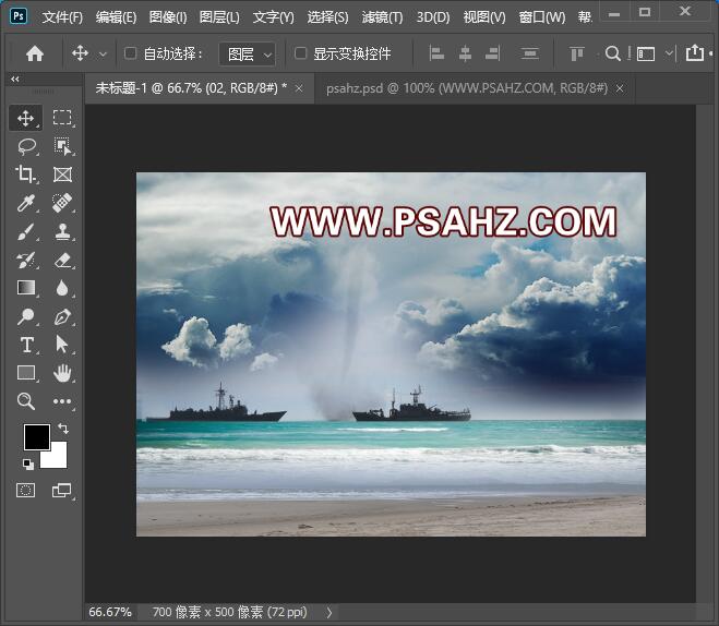 Photoshop电影海报制作：创意合成海湾战争电影海报图片，海边战争场景。