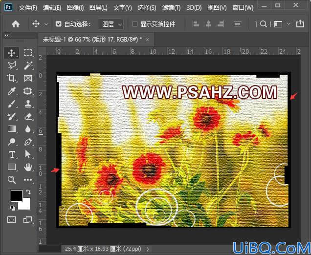 Photoshop滤镜教程：把普通的花卉素材图片制作成壁布效果，布料壁纸效果