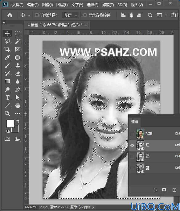 Photoshop脸部美白程：利用调色修图技术给发黑的美女自拍照脸部美白。