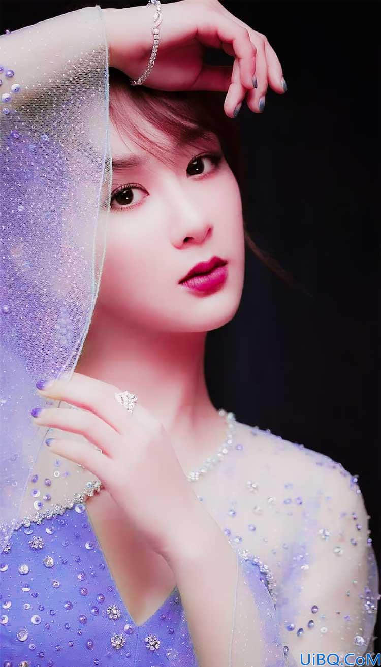 Photoshop调色教程：给美女明星杨紫的婚纱照调出艳丽的色彩。