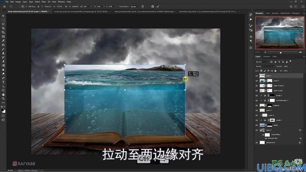 Photoshop海洋场景合成教程：打造从书本里面浮现的海洋童话世界场景。