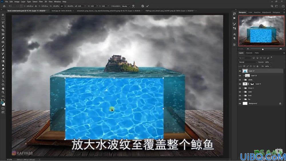 Photoshop海洋场景合成教程：打造从书本里面浮现的海洋童话世界场景。