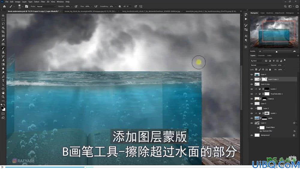 Photoshop海洋场景合成教程：打造从书本里面浮现的海洋童话世界场景。