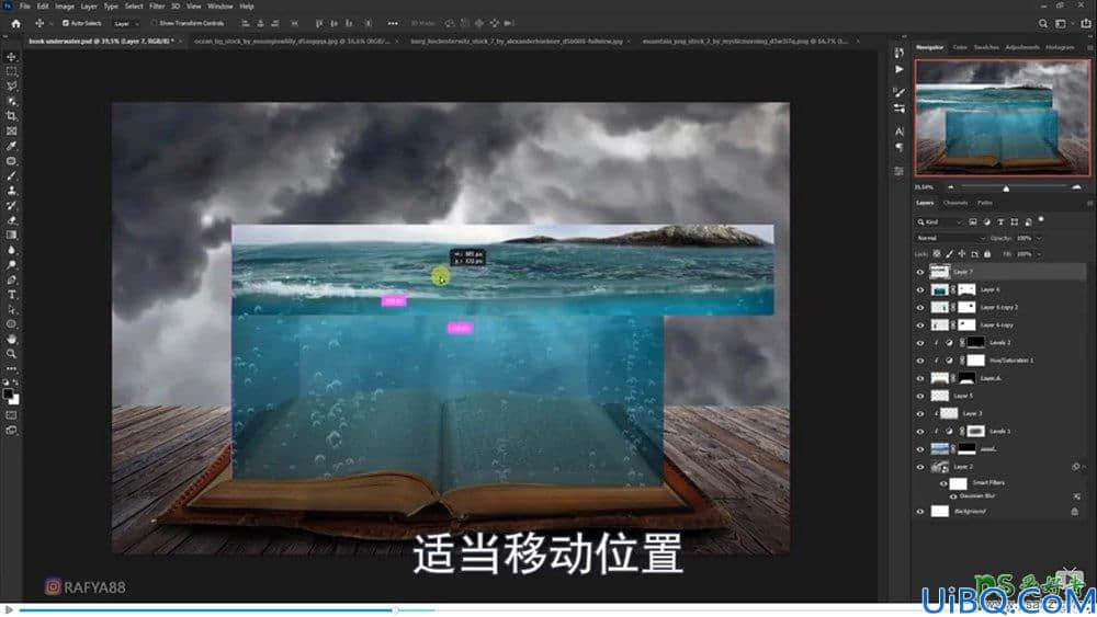 Photoshop海洋场景合成教程：打造从书本里面浮现的海洋童话世界场景。