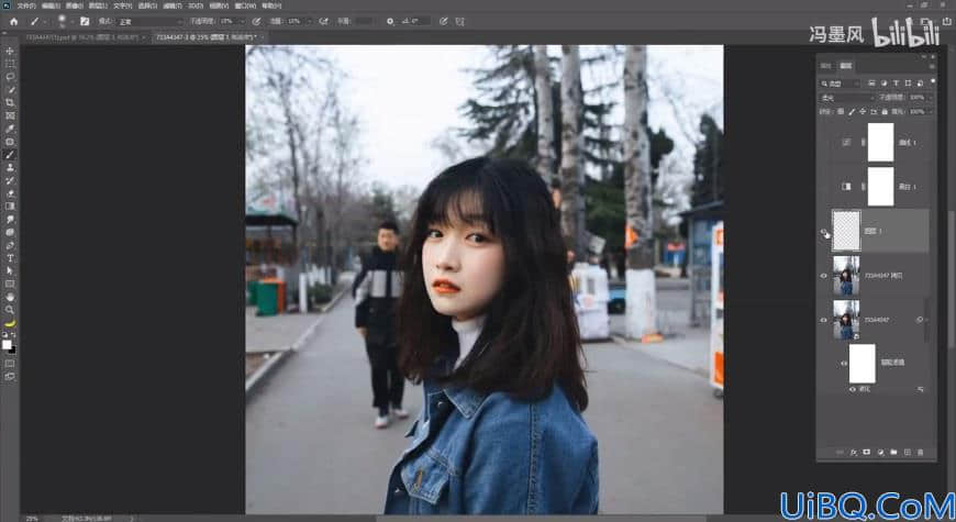 Photoshop女生照片调色：给一张公园场景下的少女人像调出清新ins风格。