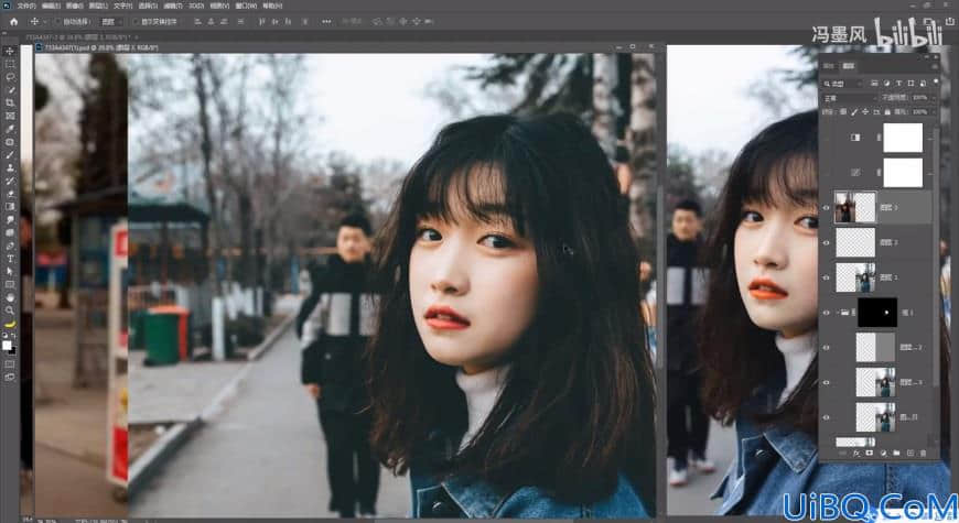 Photoshop女生照片调色：给一张公园场景下的少女人像调出清新ins风格。