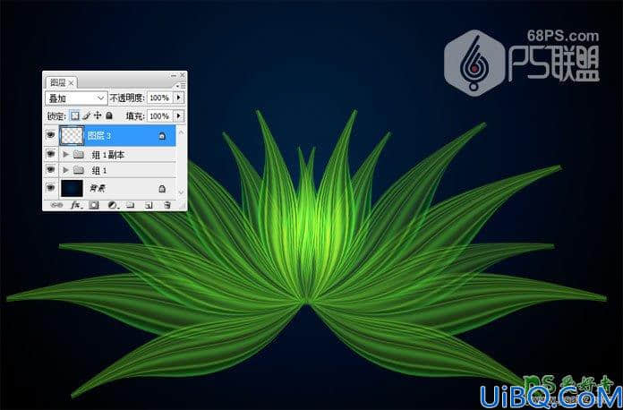 Photoshop花朵绘制教程：打造一个漂亮的绿色荧光花朵失量图素材