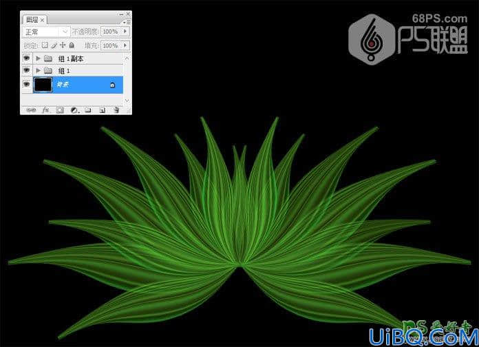 Photoshop花朵绘制教程：打造一个漂亮的绿色荧光花朵失量图素材