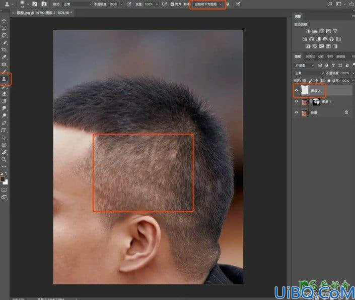 Photoshop人像头发处理教程：利用滤镜工具给人物的白头发变成黑发。