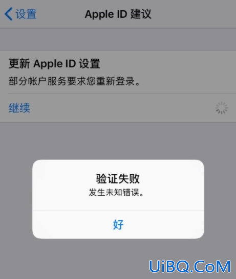 苹果id总是验证失败错误未知