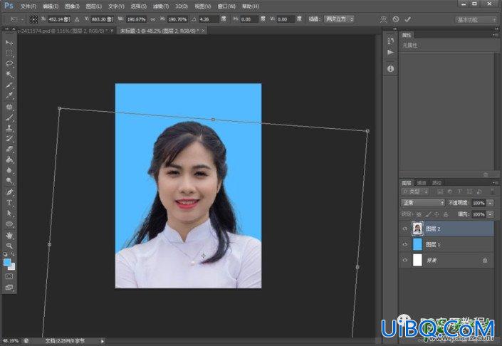 Photoshop证件照抠图换背景教程：学习把生活照制作成证件照,排版寸照。