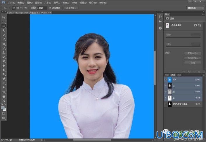 Photoshop证件照抠图换背景教程：学习把生活照制作成证件照,排版寸照。