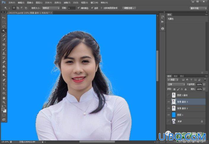 Photoshop证件照抠图换背景教程：学习把生活照制作成证件照,排版寸照。