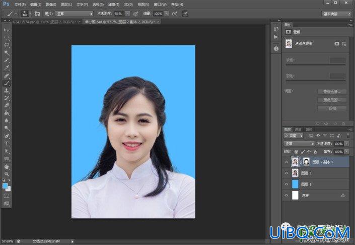 Photoshop证件照抠图换背景教程：学习把生活照制作成证件照,排版寸照。