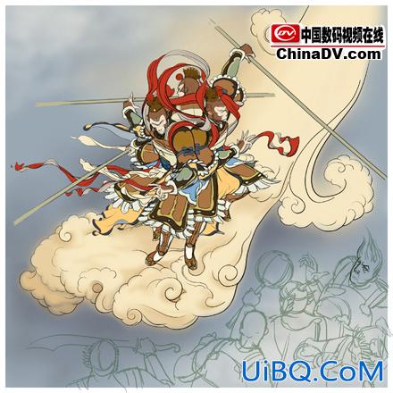 PS学习绘画国画-孙悟空勇斗天兵天将