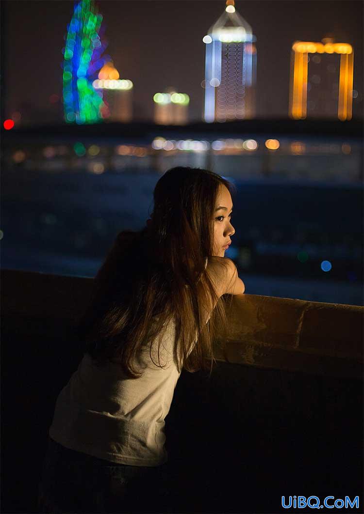 利用Photoshop滤镜给风情少女夜景照制作出夜晚光斑艺术效果。