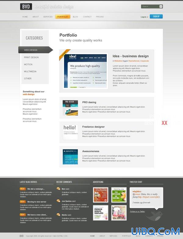 PS设计蓝色风格网站首页模板