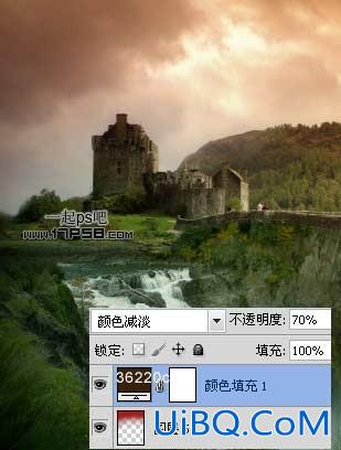 用ps合成瀑布城堡