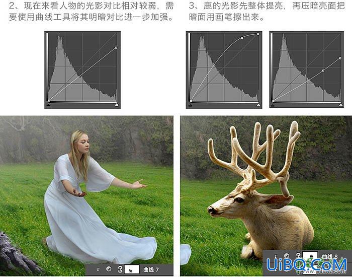 PS图片合成教程：创意打造唯美大树下美女与鹿王的意境场