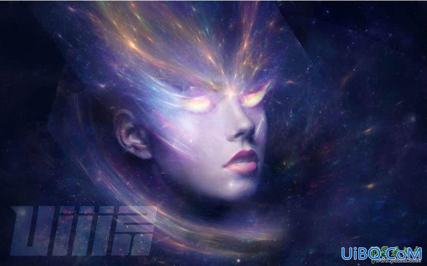 PS合成科幻效果的美女头像，绚丽科幻的星空美女头像。