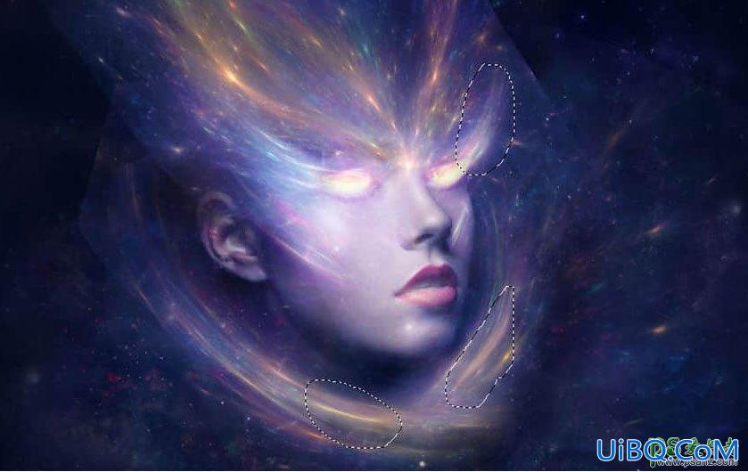 PS合成科幻效果的美女头像，绚丽科幻的星空美女头像。