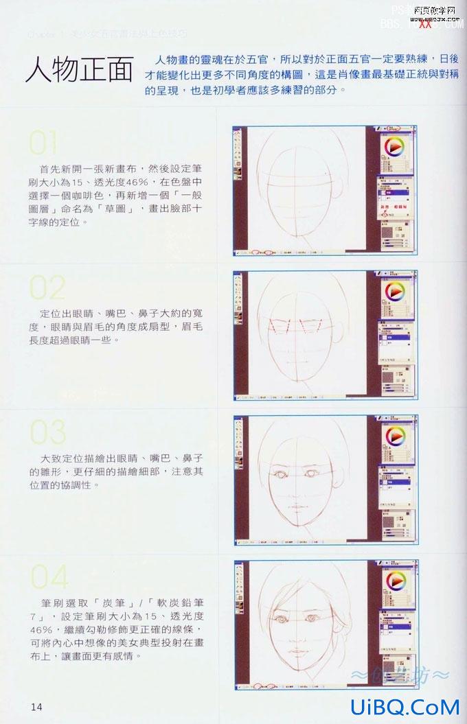 PS鼠绘人物教程:人物五官正面