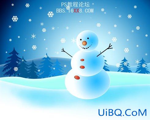 PS教程:设计雪人雪景圣诞节贺卡