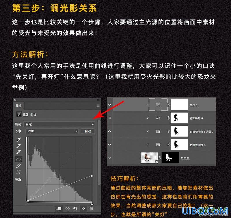 PS创意合成侏罗纪公园主题海报，山洞中的凶猛恐龙场景。