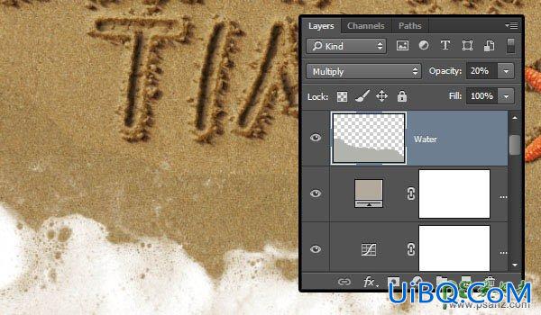 利用PS画笔及图层样式设计出创意的沙滩划痕字体效果