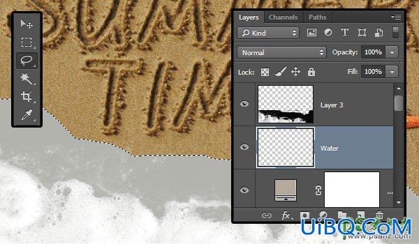 利用PS画笔及图层样式设计出创意的沙滩划痕字体效果