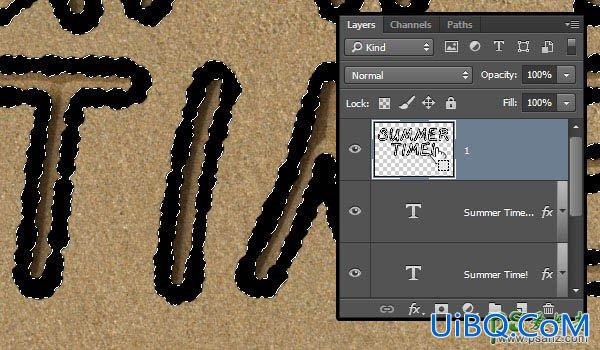 利用PS画笔及图层样式设计出创意的沙滩划痕字体效果