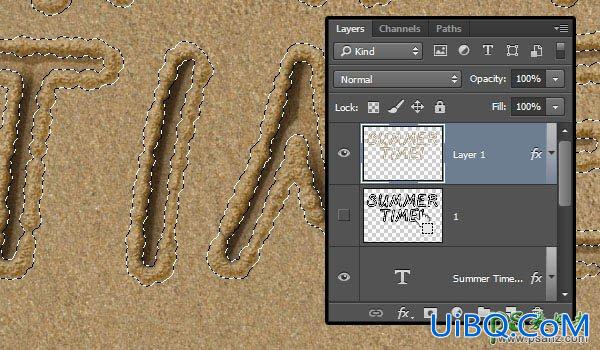 利用PS画笔及图层样式设计出创意的沙滩划痕字体效果