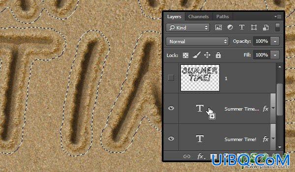 利用PS画笔及图层样式设计出创意的沙滩划痕字体效果