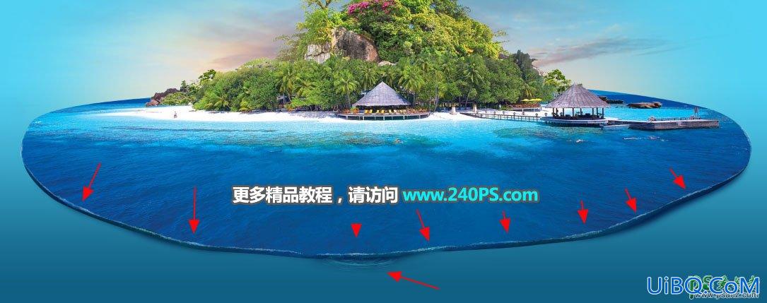 PS创意合成漂亮的夏日海景立方体效果图，展示海面的壮阔