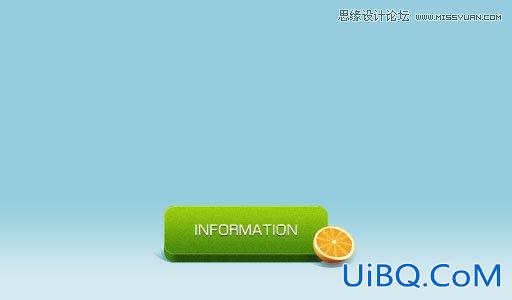 ps绘制清新绿色立体桔子按钮