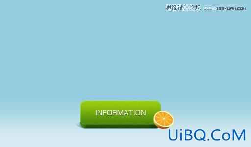 ps绘制清新绿色立体桔子按钮