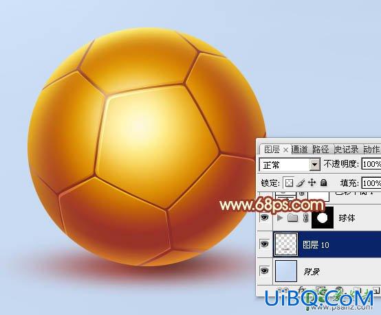 Photoshop足球失量图制作教程：打造漂亮的世界杯金色足球失量图片素材