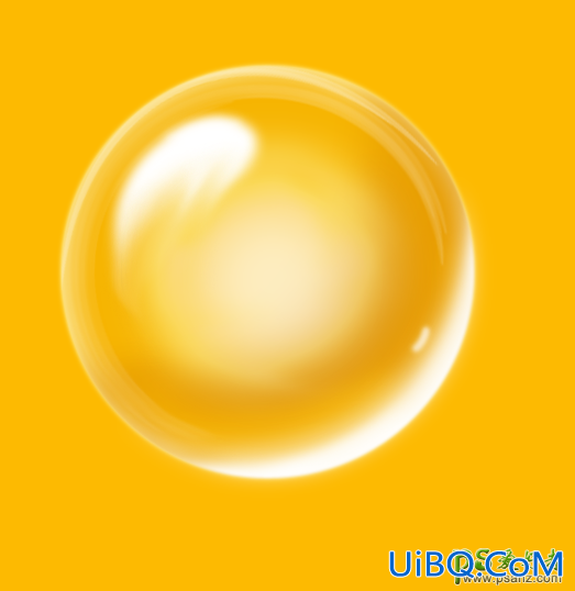 PS鼠绘金黄色风格的质感透明气泡，水晶泡泡制作教程