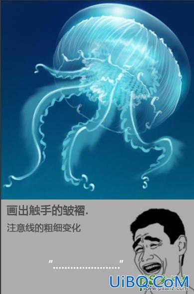 PS鼠绘海洋生物失量图：打造一只透明质感的海蓝色水母