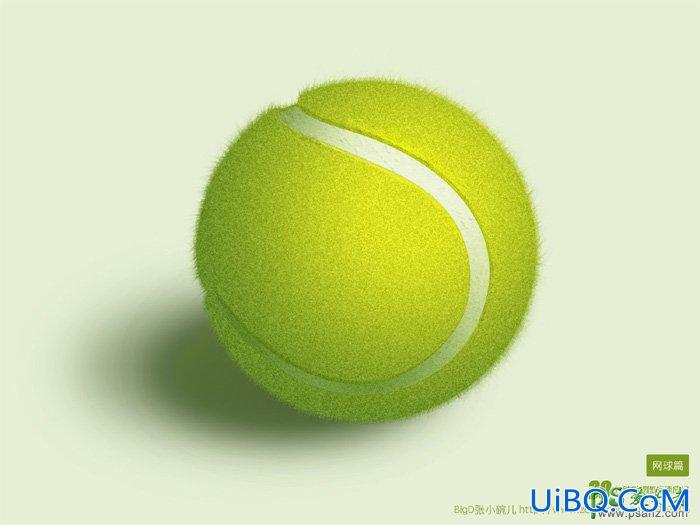 PS手工制作一个逼真的毛绒网球失量图，体育网球图标制作