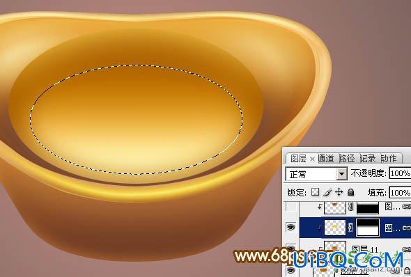 Photoshop鼠绘教程：绘制纯金质感的金元宝失量图-漂亮的金元宝图片