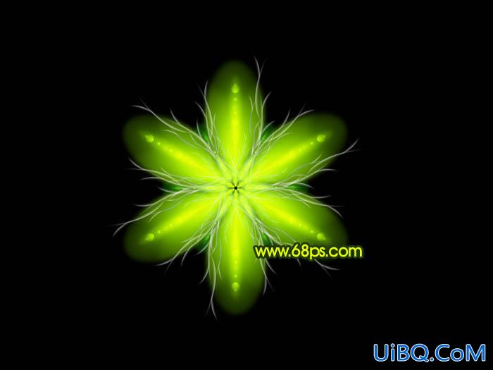 ps鼠绘荧光绿色的奇异花朵