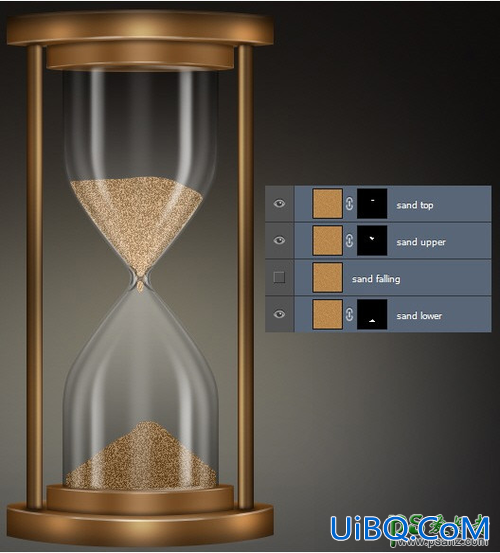 PhotoShop手绘一个金属质感沙漏失量图，漂亮的沙漏图片素材