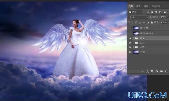 梦幻合成，用Photoshop合成云端的完美白衣天使